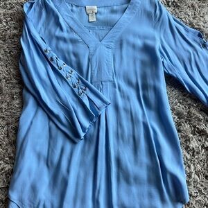 Chico’s blue blouse. Beautiful detail on the sleeves.